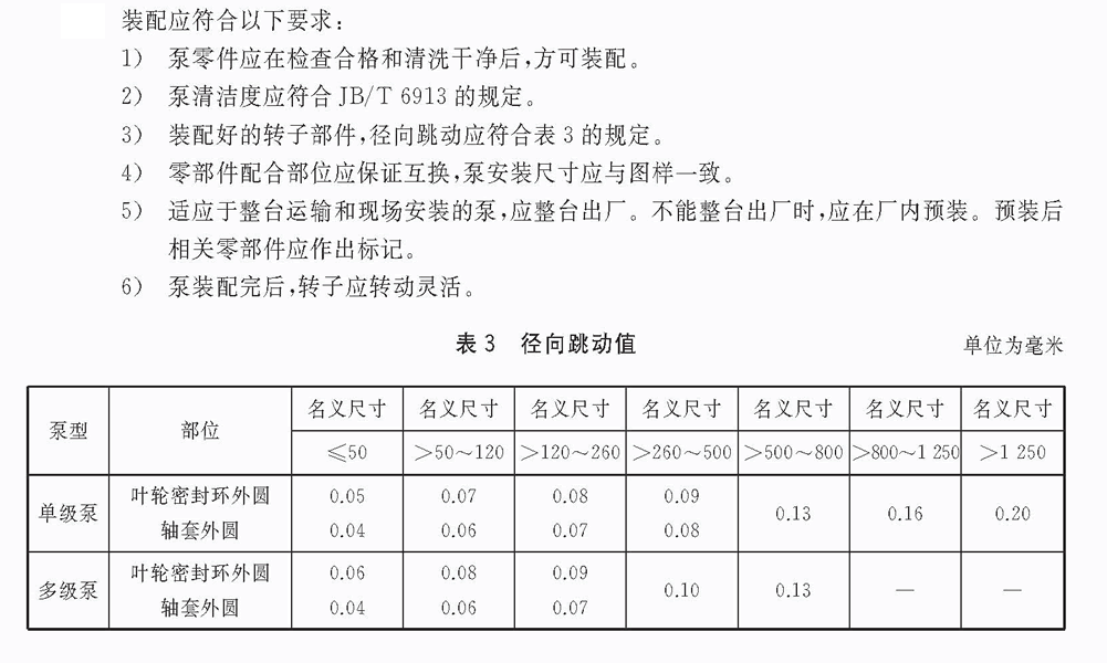 立式长轴泵装配技术要求